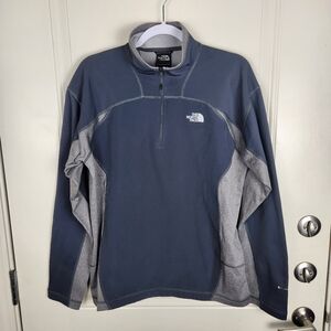 The North Face Men's 1/4 Zip Pullover Sweater Gray Long Sleeve FlashDry Size M